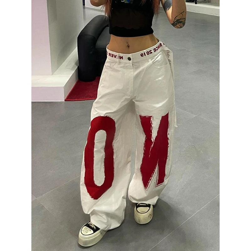 Letter Print Y2K Baggy Jeans