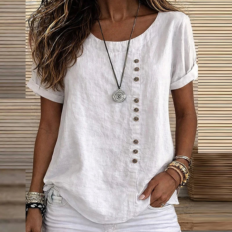 Vintage Button-Detail Tee