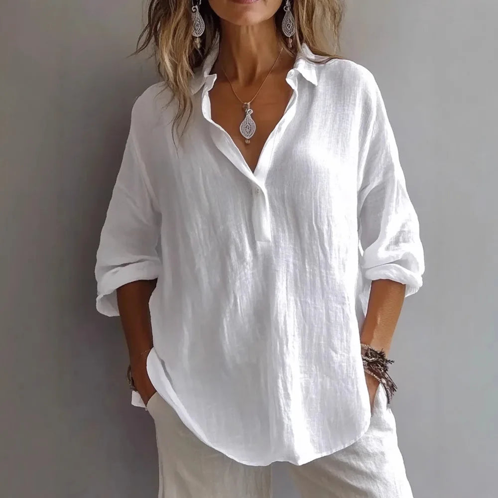 Breezy Linen-Blend Blouse