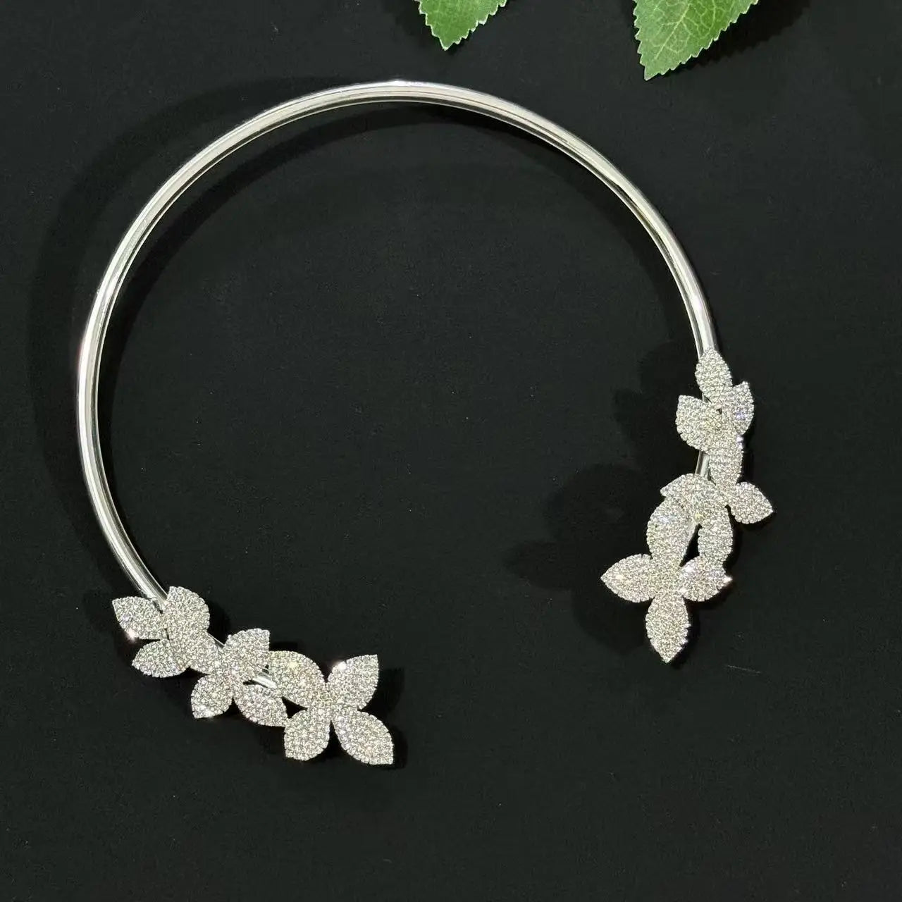 M&T Wear - Minimalist Rhinestone Collar Necklace for Women