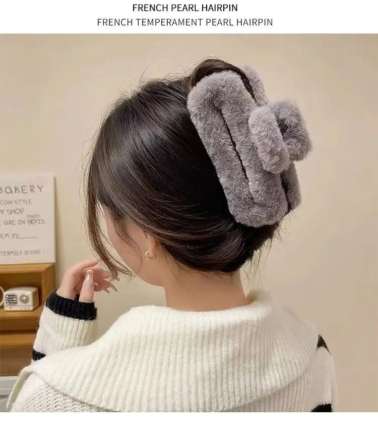 M&T Wear - Large Plush Square Hair Clip 2025 Shark Clip