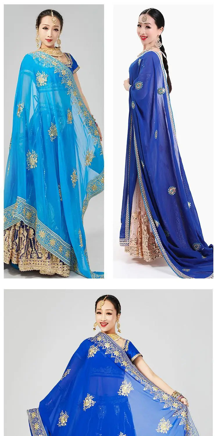 M&T Wear - Elegant Indian Embroidered Sari Shawl – 2025 Exotic Traditional Veil