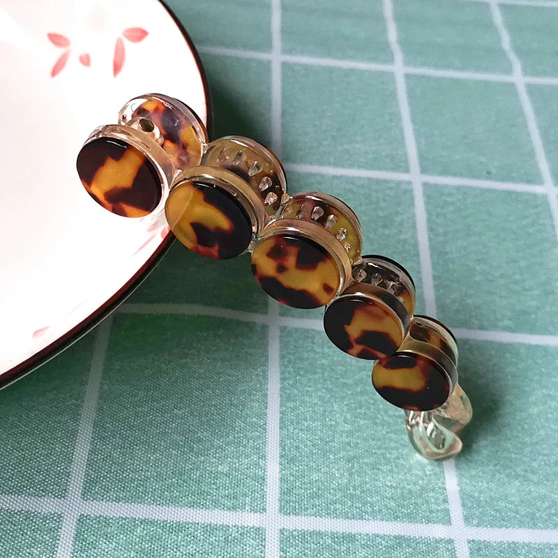 M&T Wear - Elegant Leopard Banana Hair Clip Acetate Ponytail Holder