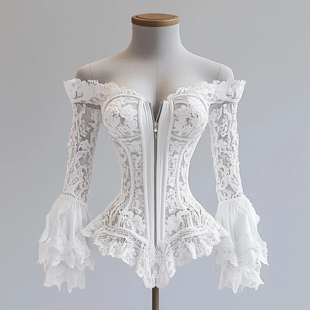 Off-Shoulder Floral Lace Blouse