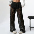 High-Street Lace Jacquard Straight-Leg Pants