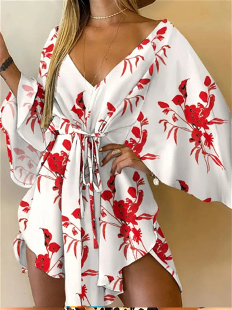 Bohemian V-Neck Mini Dress