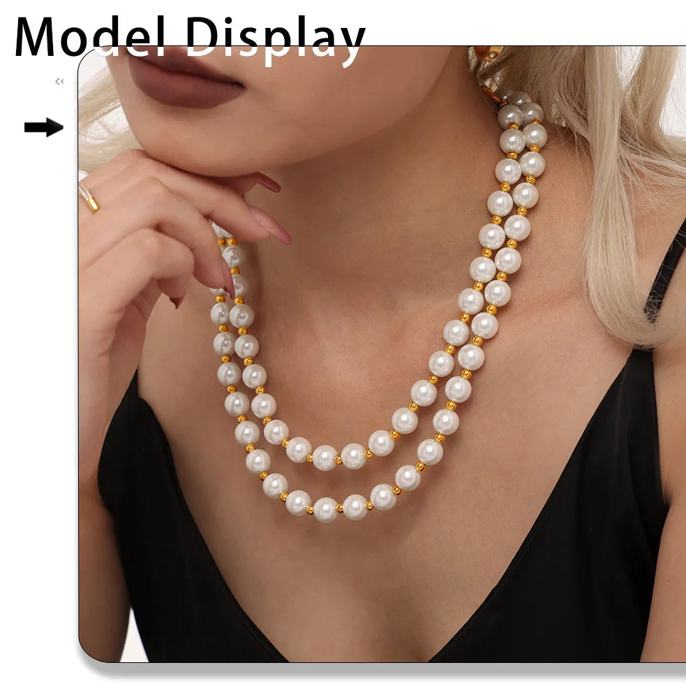 M&T Wear - White Shell Beaded Clavicle Necklace for Women