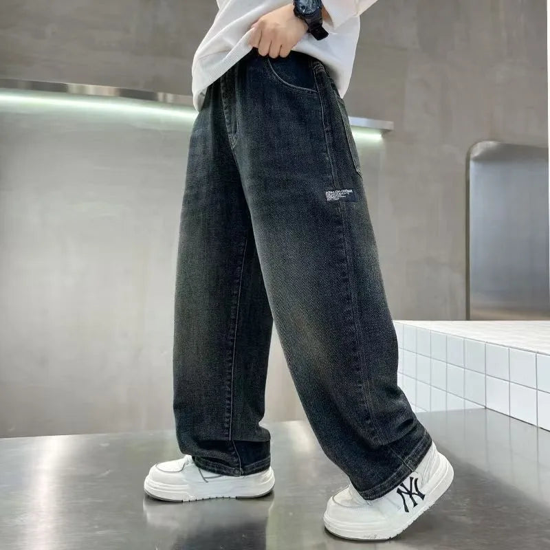 M&T Wear - Boys’ Fashion Letter Print Straight Leg Jeans