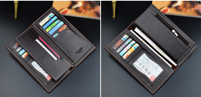 M&T Wear - Men’s Long PU Leather Wallet with Multi-Card & Coin Compartments