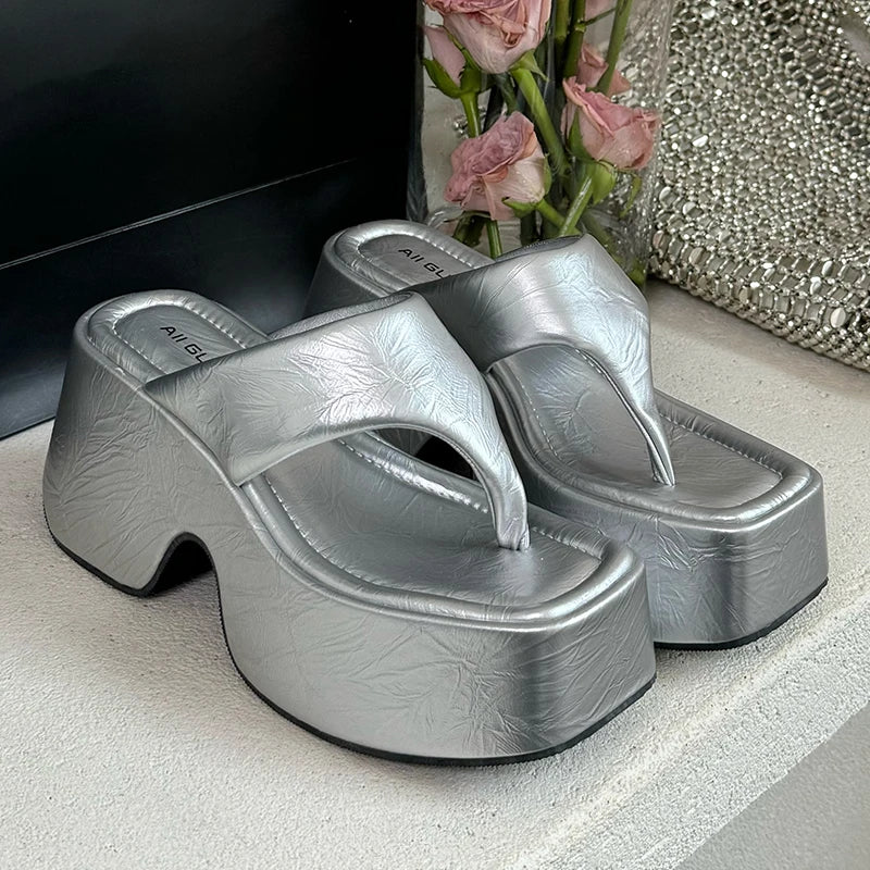 M&T Wear - Women's Korean Style Platform Wedge Slides