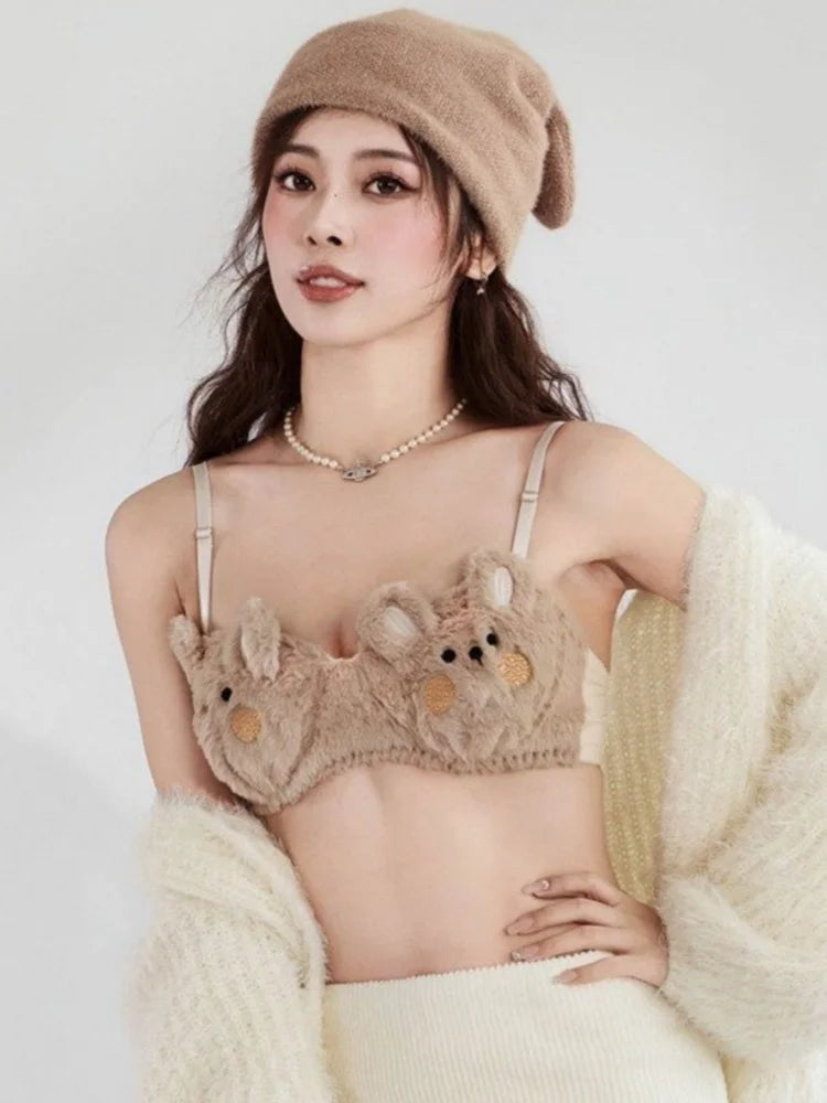 M&T Wear - Cute Japanese-Style Plush Wire-Free Cartoon Winter Bra