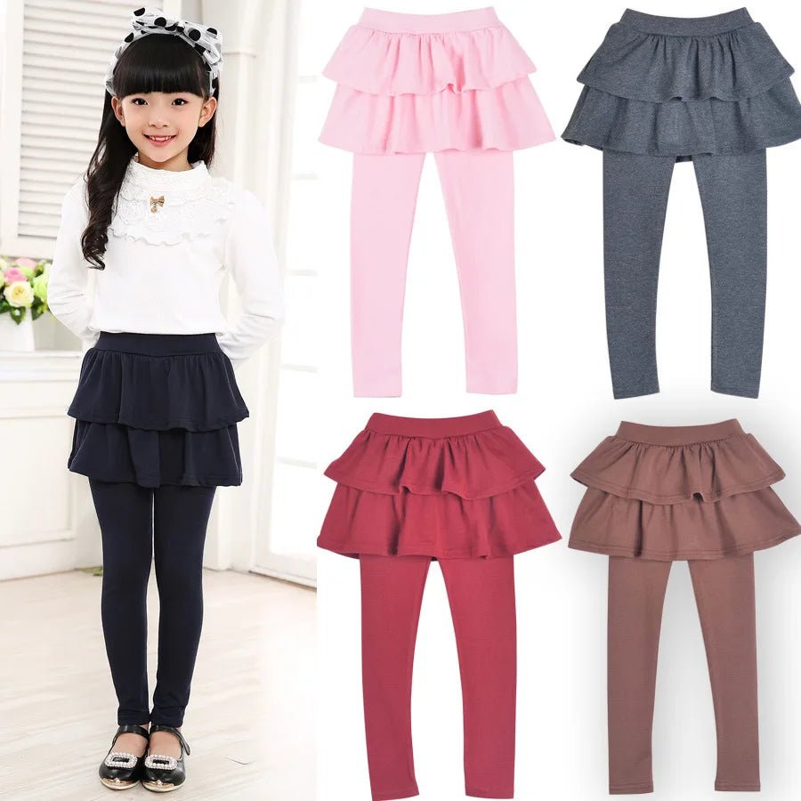 M&T Wear - Girls’ 2-in-1 Cotton Skirt Leggings