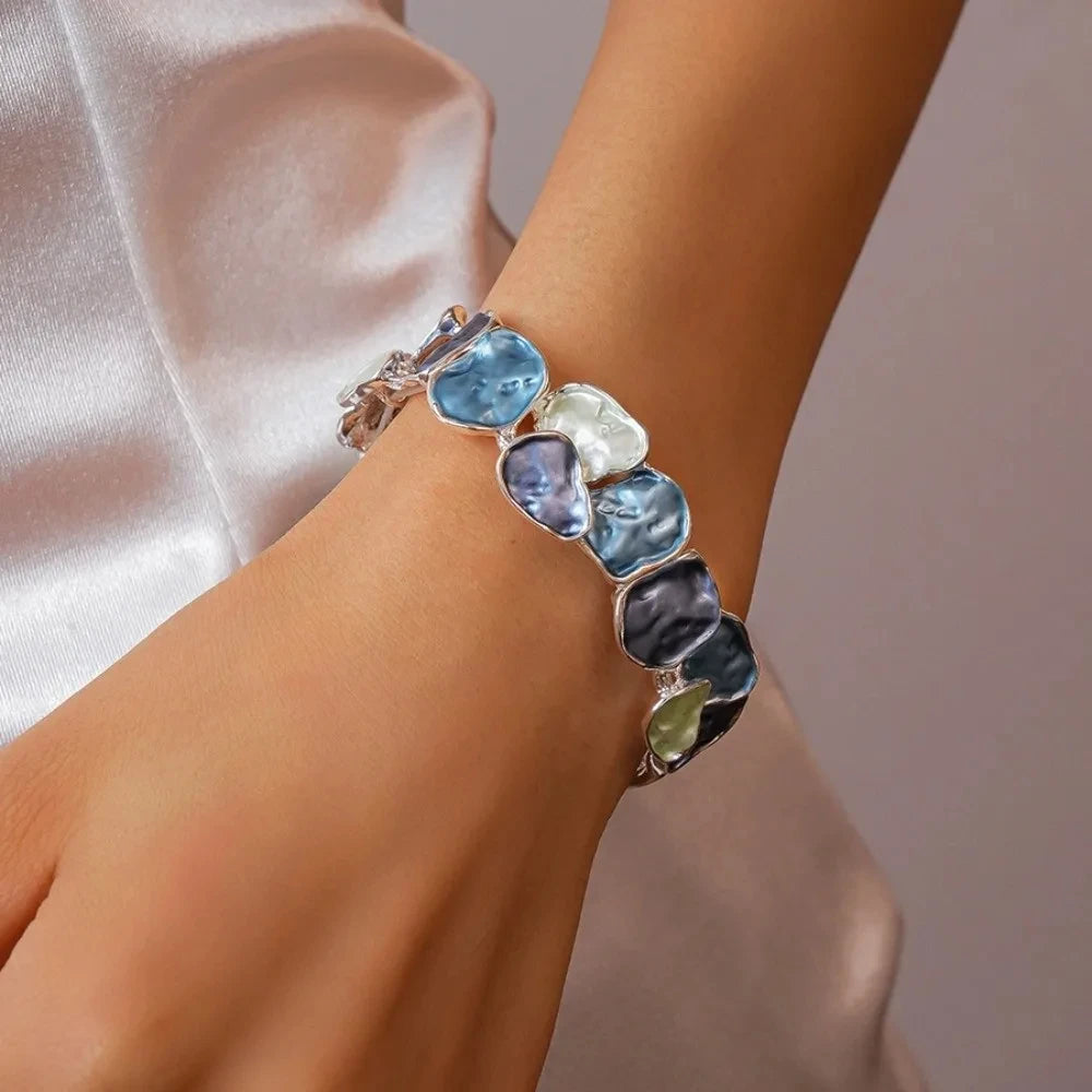 M&T Wear - Irregular Geometric Colorful Dripping Oil Bangle