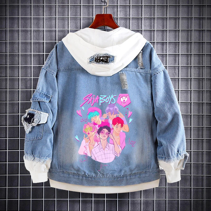 M&T Wear - Kids Denim Jacket Anime Kpop Demon Hunter Saja Boys New Autumn Sweatshirts Hooded Coats Fashion  Adult Casual Streetwear Clothes - M&T Wear