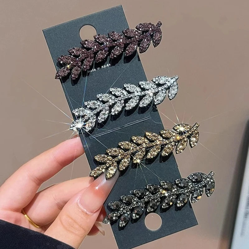 M&T Wear - Elegant Sparkling Wheat Hair Clips 2/4pcs Rhinestone Hair Accessories