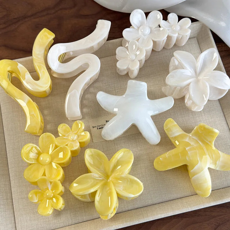 M&T Wear - Hawaii Plumeria Hair Claw Clips 2025 Non-Slip Flower Hair Accessories