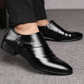 M&T Wear - Men's Black PU Leather Business Slip-On Loafers