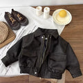 M&T Wear - Children's PU Leather Jacket Boys Fashion Coat Girls Classic Retro Outerwear Autumn Kids New Street Fashionable  Casual Tops - M&T Wear