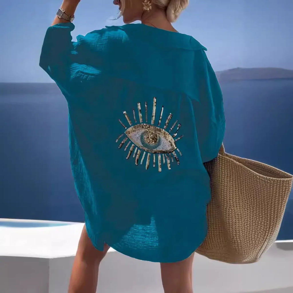 Evil Eye Beach Style Casual Shirt