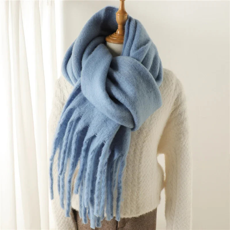 M&T Wear - Winter Scarf for Women Cashmere Warm Solid Pashmina Blanket Wraps Female Thick Soft Bufanda Big Tassel Shawl Long Poncho Echarpe - M&T Wear