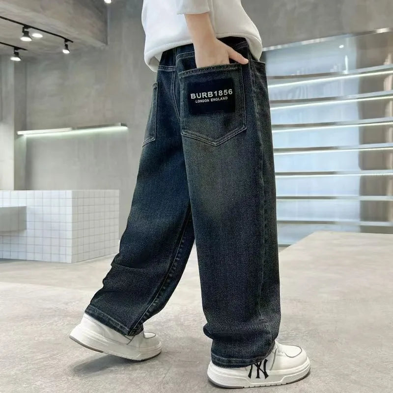 M&T Wear - Boys’ Fashion Letter Print Straight Leg Jeans