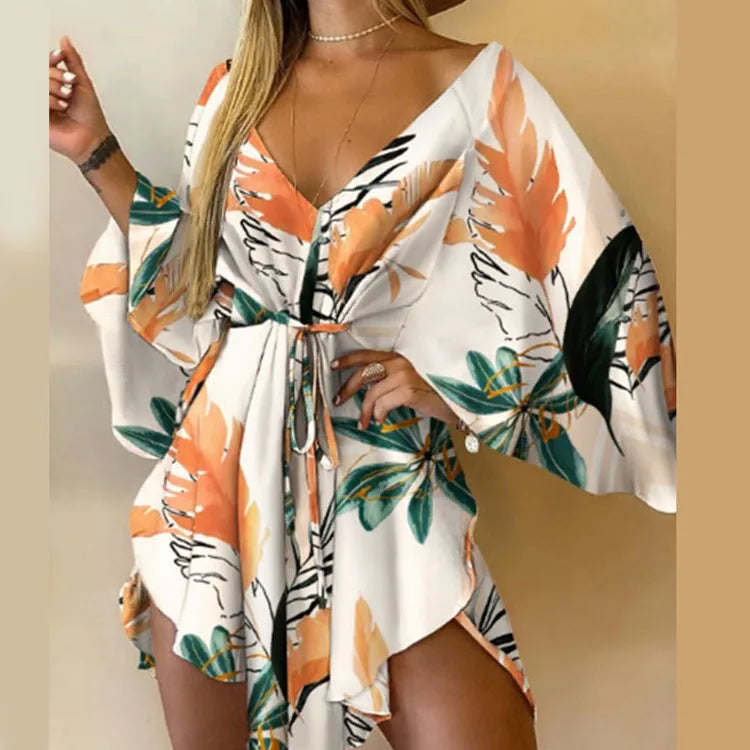 Bohemian V-Neck Mini Dress