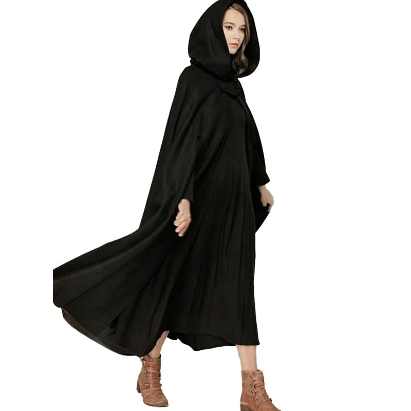 M&T Wear - European-Style Hooded Long Cloak Overcoat