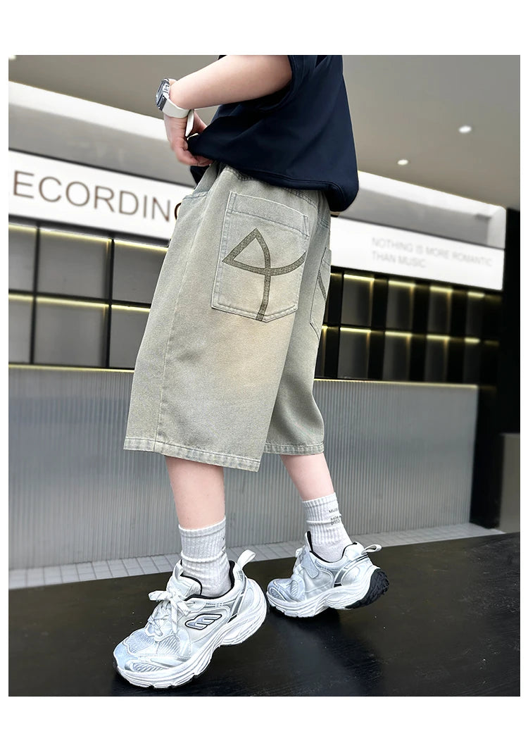 M&T Wear - Boys’ Stylish Mid-Calf Denim Capri Shorts