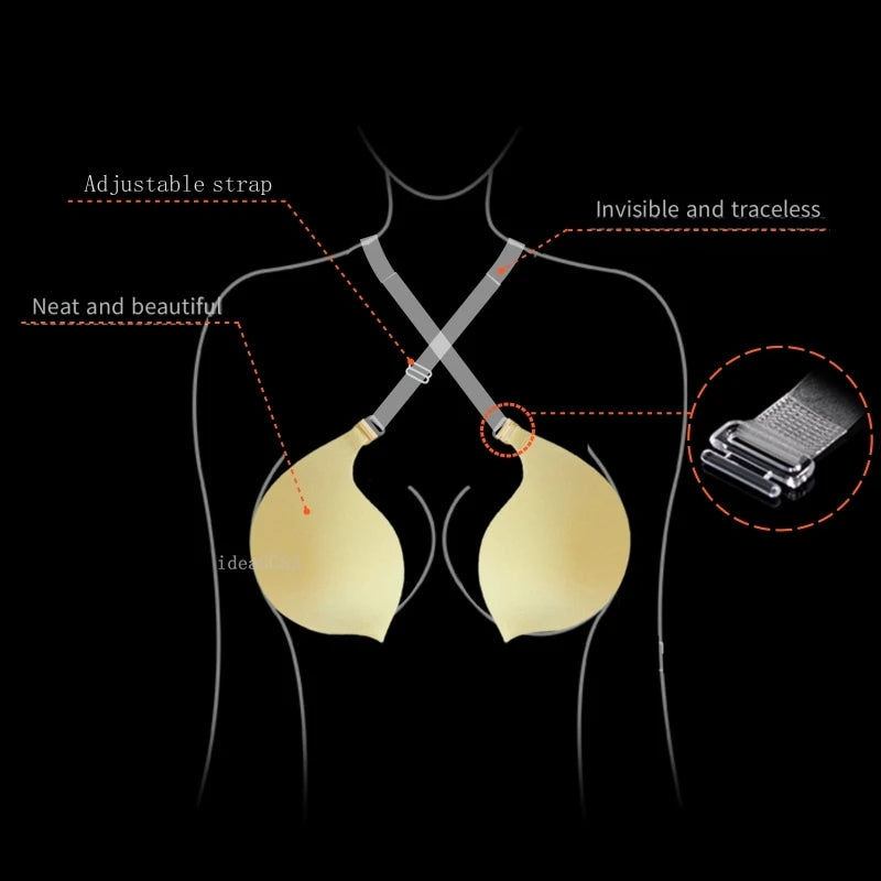 M&T Wear - Strapless Bra for Women Seamless Invisible Push Up Bras Backless Wedding Brassiere Self Adhesive Sexy Lingerie A To C Cup - M&T Wear