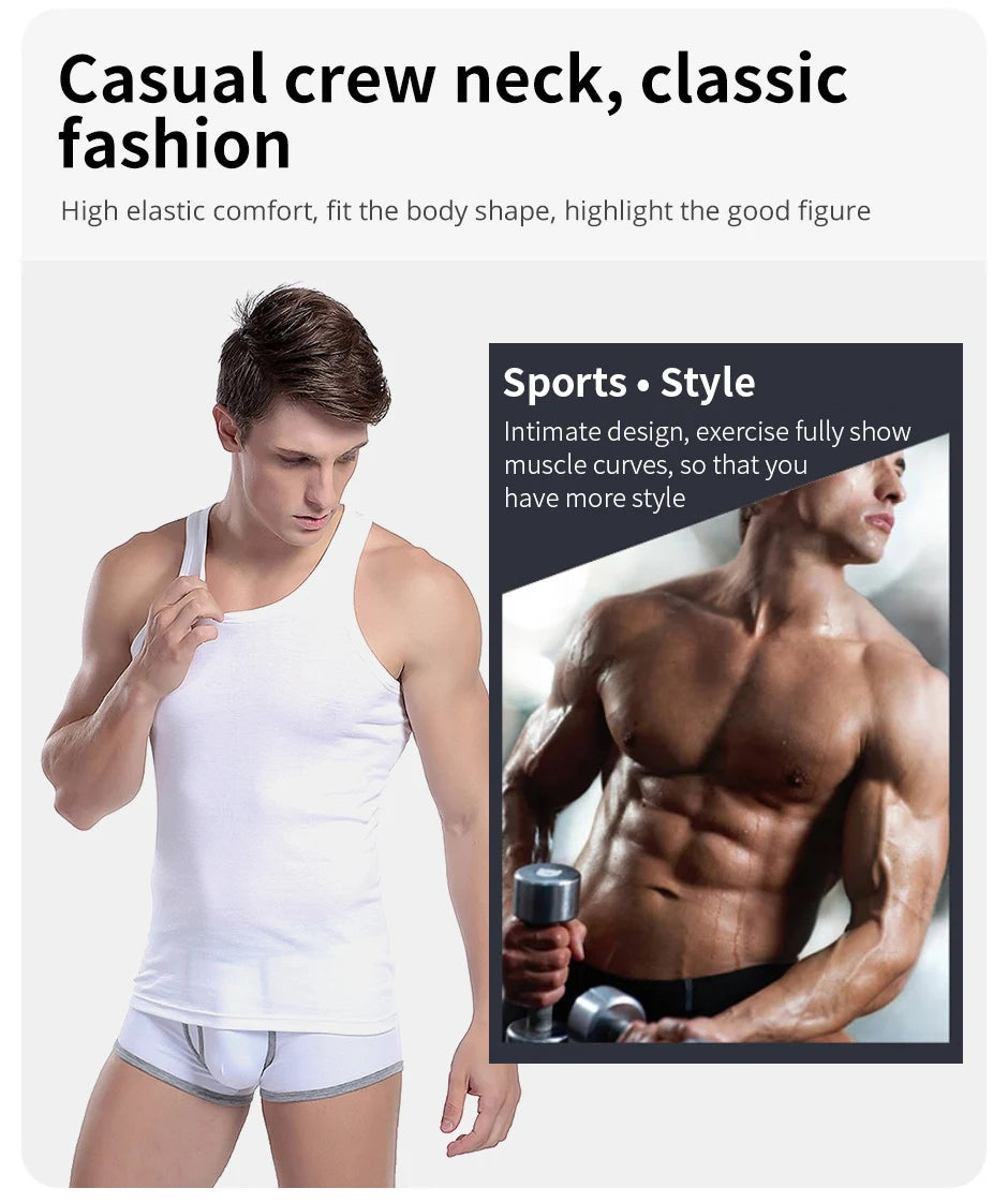 M&T Wear - Men's Pure Cotton Slim Fit Fitness Vest