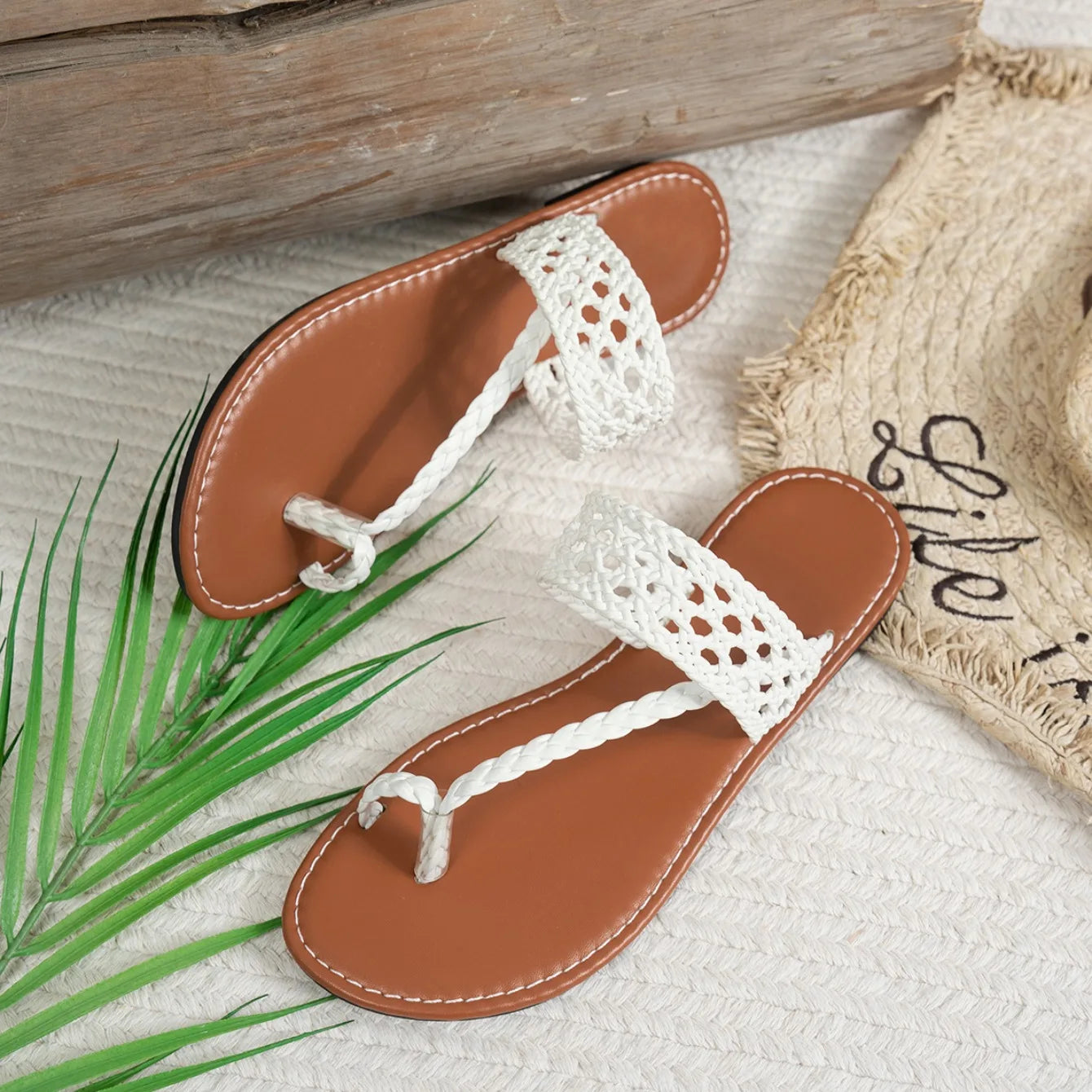 M&T Wear - Women's Woven Flat Summer Beach Slides