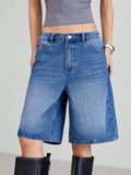 American Retro Wide-Leg Denim Shorts