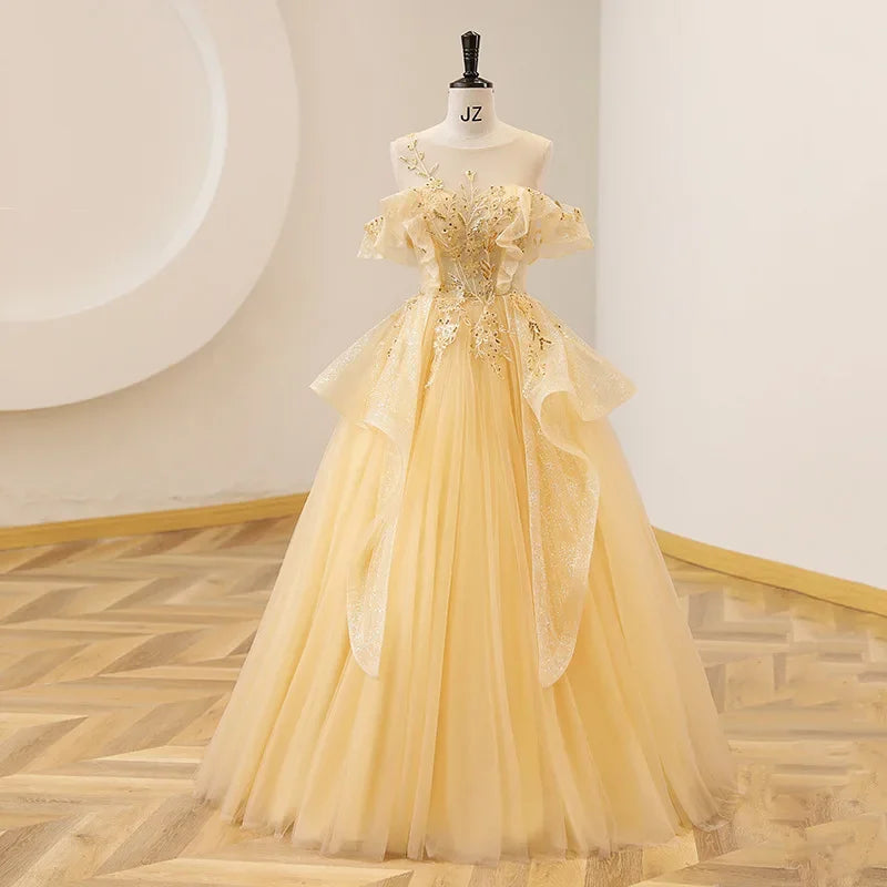 Champagne Organza Performance Ball Gown