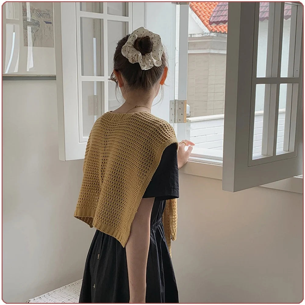 M&T Wear - Korean Knitted Shawl Winter Air Conditioning Fake Collar Neck Guard Knit Thin Knotted Cape Shoulder Warm Scarf For Women - M&T Wear