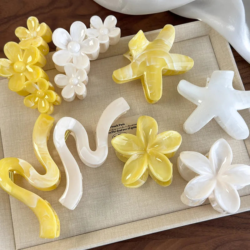 M&T Wear - Hawaii Plumeria Hair Claw Clips 2025 Non-Slip Flower Hair Accessories