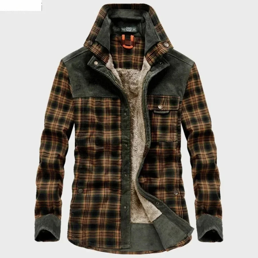 M&T Wear - Men's Windproof Plaid Fleece Shirt Jacket