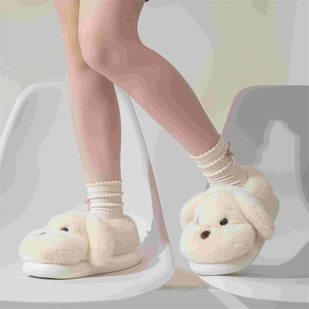 M&T Wear - Cute Puppy Plush Winter Home Slippers