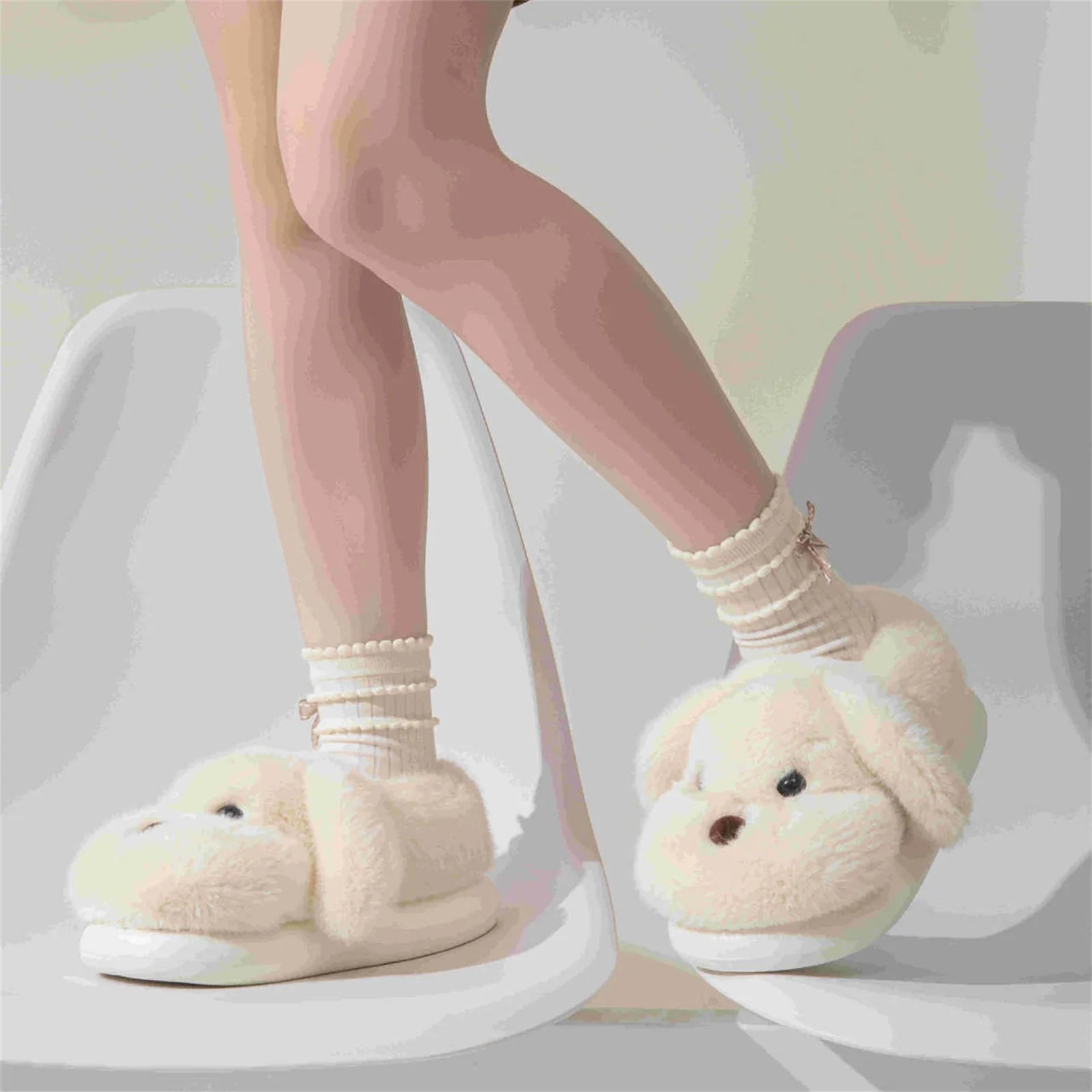 M&T Wear - Cute Puppy Plush Winter Home Slippers