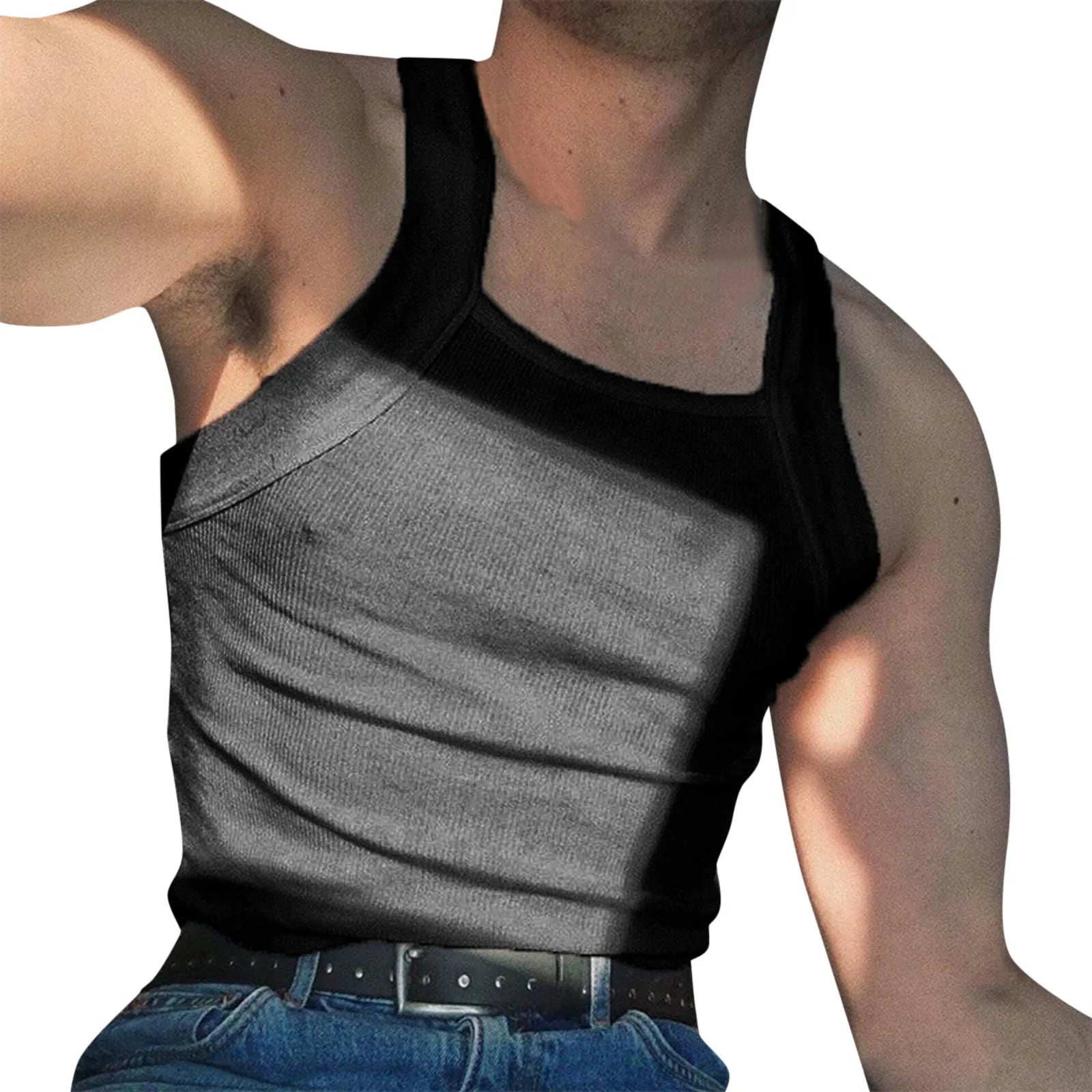 M&T Wear - Men's Modern Square Neck Spliced Gym Tank