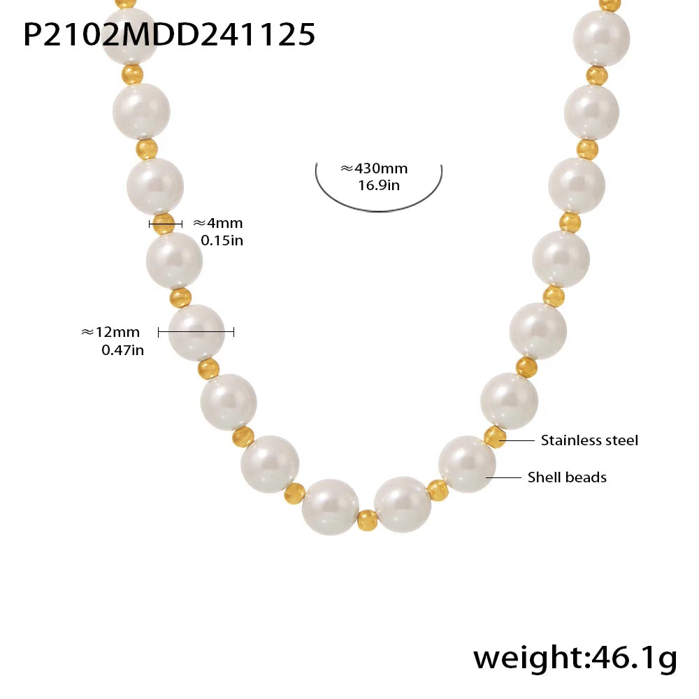 M&T Wear - White Shell Beaded Clavicle Necklace for Women