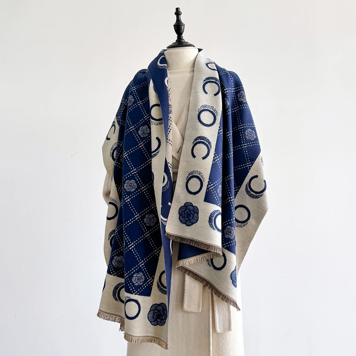 M&T Wear - Luxury Designer Brand Winter Blanket Scarf Shawls for Women Warm Pashmina Cashmere Exquisite Floral Print Large Wrap Long Foular - M&T Wear