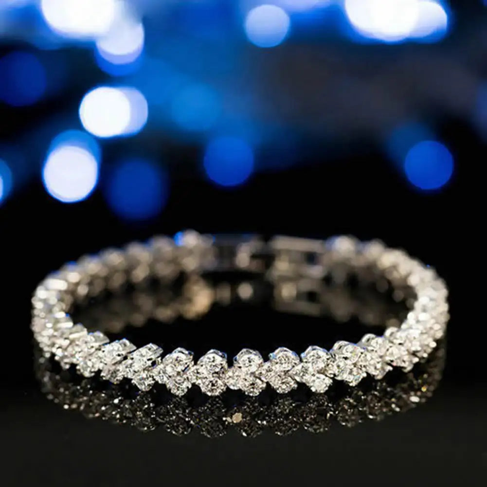 M&T Wear Elegant Cubic Zirconia Rhinestone Bangle Bracelet for Women