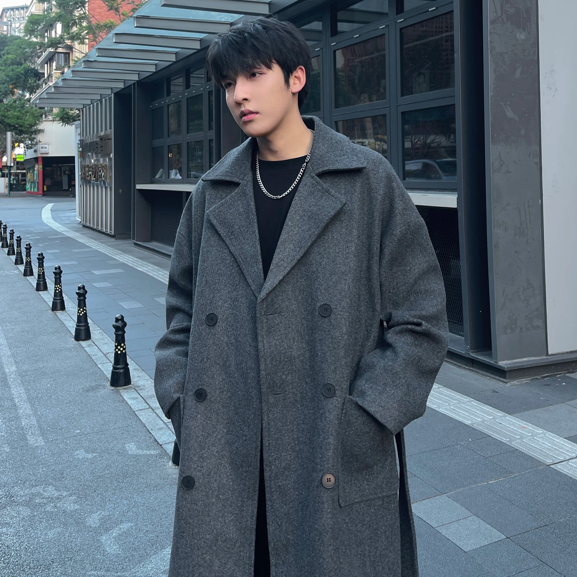 M&T Wear - Thick Korean Vintage Long Woolen Trench Coat for Men