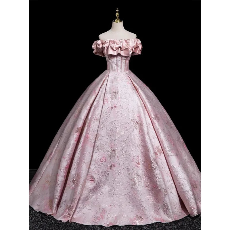 Embroidered One-Shoulder Graduation & Host Gown