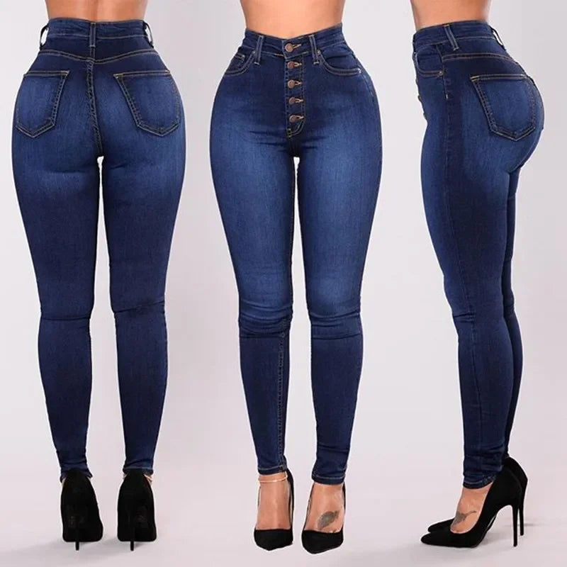 High-Waist Push-Up Slim Pencil Jeans