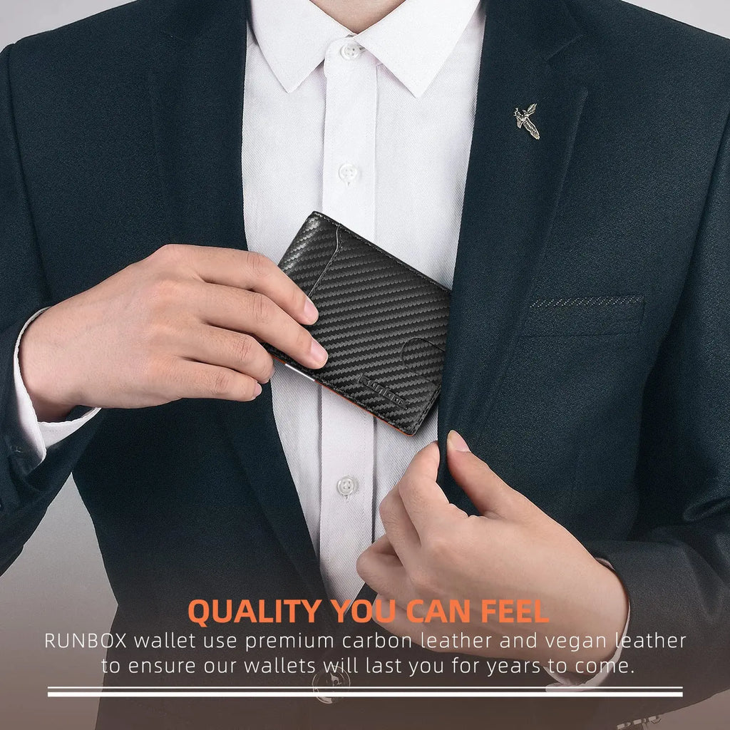 M&T Wear - Slim RFID Leather Money Clip Wallet for Men