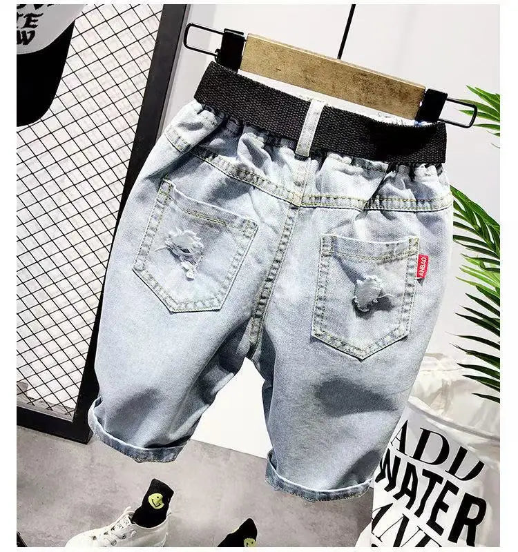 M&T Wear - Boys’ Trendy Distressed Korean Style Denim Shorts
