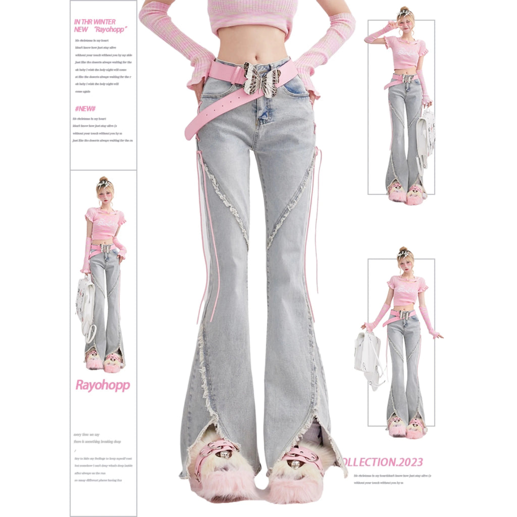 Harajuku Retro "Horn Fork" Wide-Leg Jeans