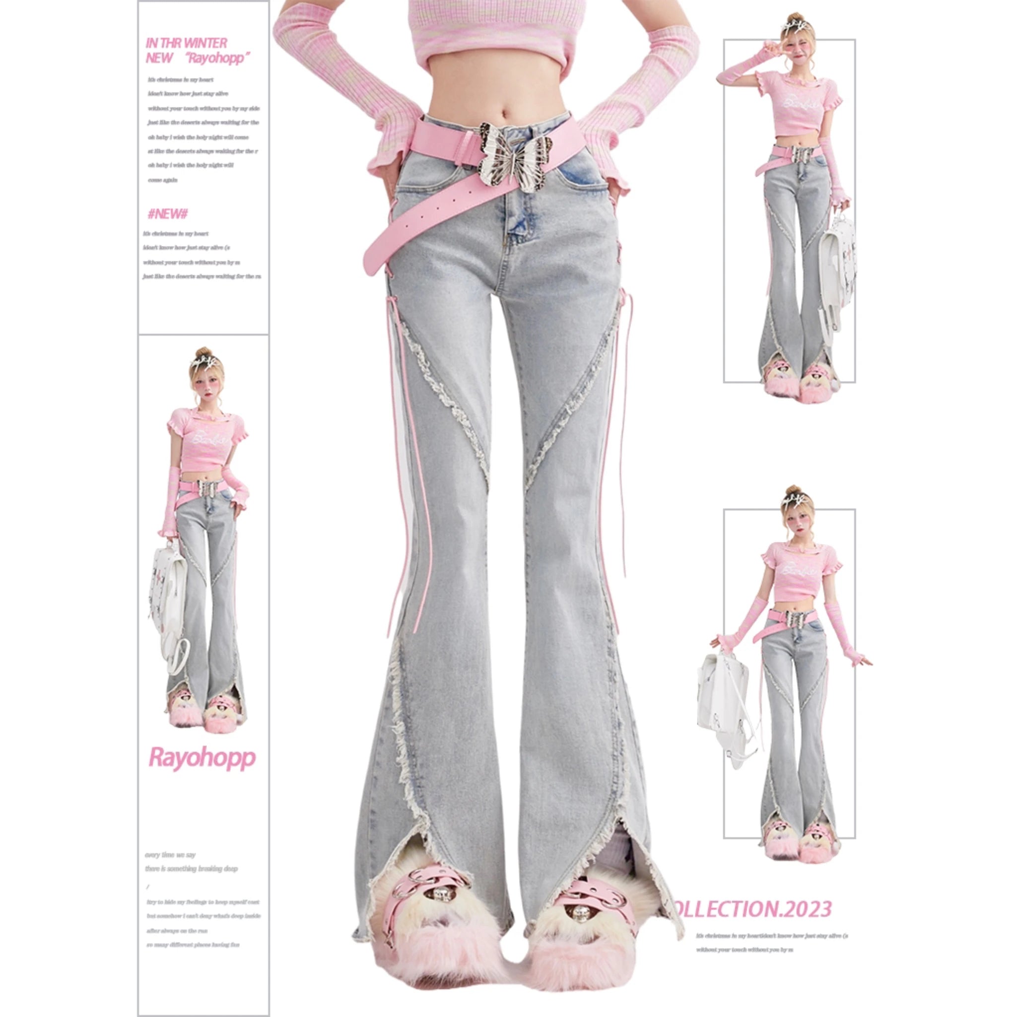 Harajuku Retro "Horn Fork" Wide-Leg Jeans