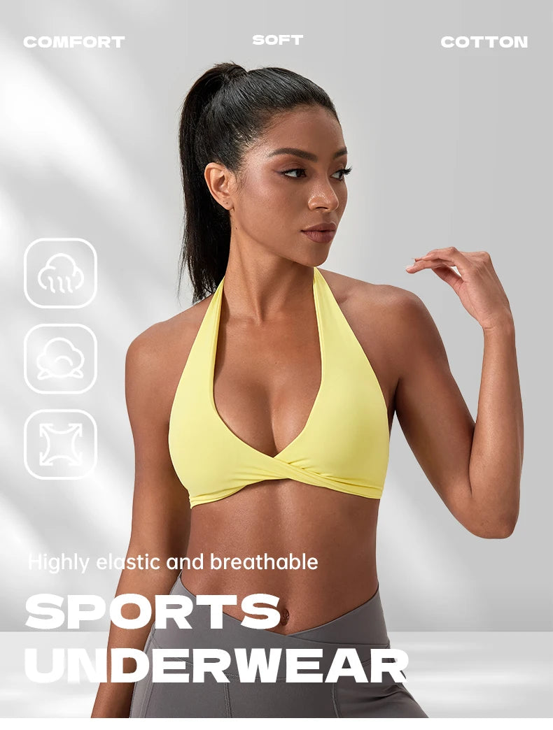 M&T Wear - Sports Yoga Bra for Women Halter Neck with Stylish Back Design Sexy Gym Bra for Running Fitness Sports Bras - M&T Wear